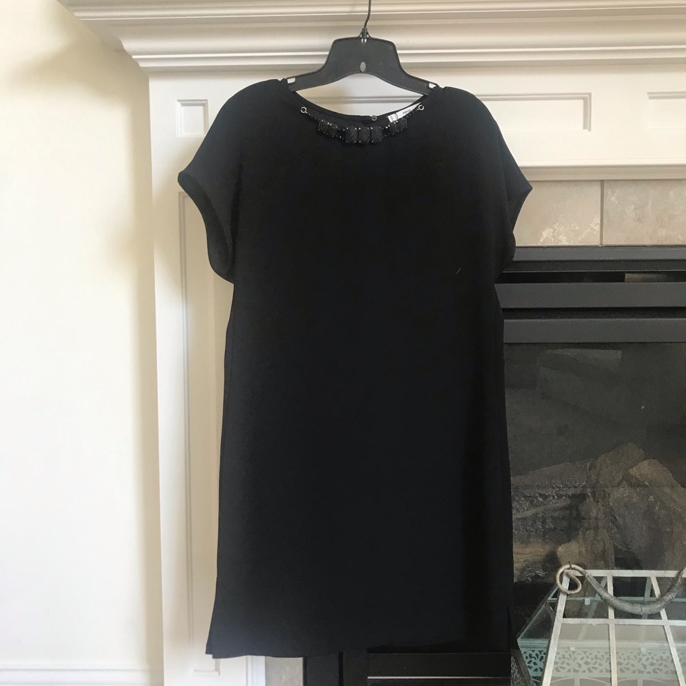 Black dress with jeweled neckline